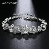Mecresh Heart-Shape Charm Bracelets for Women Silver Crystal African Girls