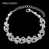 Mecresh Heart-Shape Charm Bracelets for Women Silver Crystal African Girls
