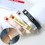 Medical Alert Cuff Bracelet TYPE 1 DIABETES Stainless Steel