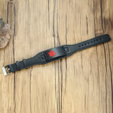 Engraved Leather Medical Alert Bracelet DIABETIC EPILEPSY SOS