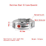 Medical Alert ID Bracelet First Aid Health Monitoring Stainless Steel