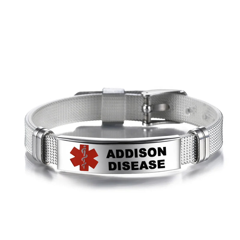 Medical Alert ID Bracelet First Aid Health Monitoring Stainless Steel