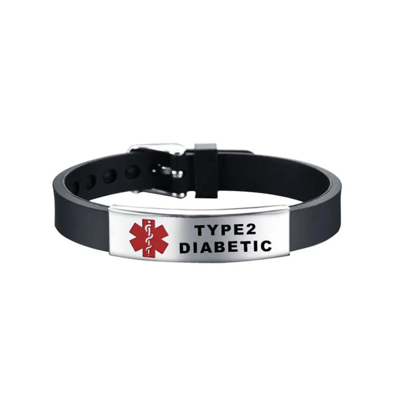 Diabetes Medical Alert ID Bracelet Adjustable Wristband for Men Women