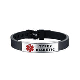 Diabetes Medical Alert ID Bracelet Adjustable Wristband for Men Women