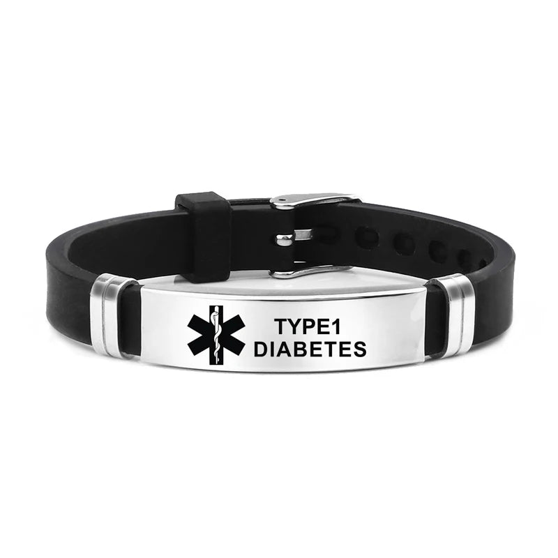 Diabetes Medical Alert ID Bracelet Adjustable Wristband for Men Women