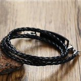 Diabetes Medical Alert ID Bracelet Multilayer Leather Bangle