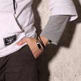 Diabetes Medical Alert ID Bracelet Multilayer Leather Bangle