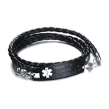 Diabetes Medical Alert ID Bracelet Multilayer Leather Bangle