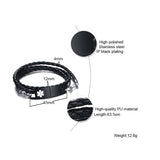 Diabetes Medical Alert ID Bracelet Multilayer Leather Bangle
