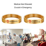 Personalized Medical Alert ID Bracelet for Men Women Elastic Stainless Steel