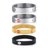 Personalized Medical Alert ID Bracelet for Men Women Elastic Stainless Steel