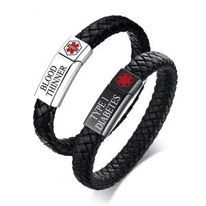 Engravable DIABETES ALLERGY SOS Medical Bracelet