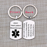 Medical Alert ID Keychain, Heart Disease Diabetes Info