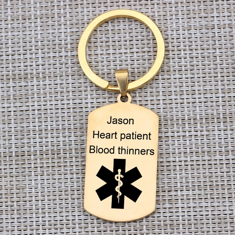 Medical Alert ID Keychain, Heart Disease Diabetes Info
