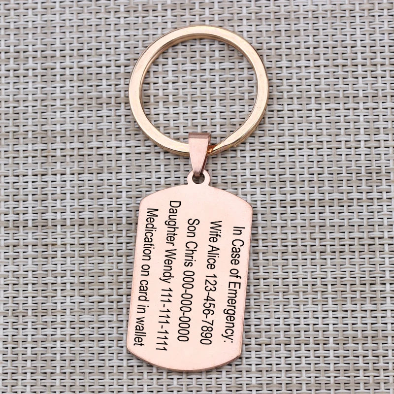 Medical Alert ID Keychain, Heart Disease Diabetes Info