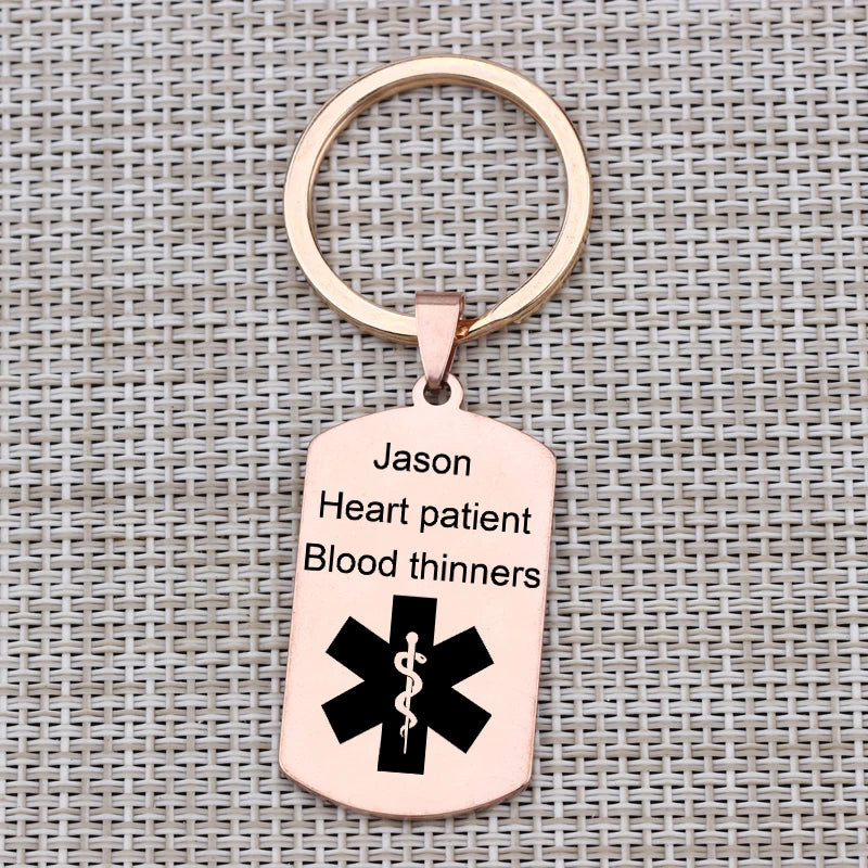 Medical Alert ID Keychain, Heart Disease Diabetes Info