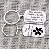 Medical Alert ID Keychain, Heart Disease Diabetes Info