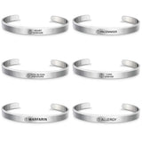 Medical Bracelet Stainless Steel Cuff - Diabetes / Pacemaker / Blood Thinner