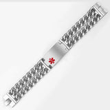 Stainless Steel Medical Alert Bracelets for Couple Silver