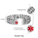 Stainless Steel Medical Alert Bracelets for Couple Silver