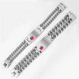 Stainless Steel Medical Alert Bracelets for Couple Silver