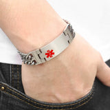 Stainless Steel Medical Alert Bracelets for Couple Silver