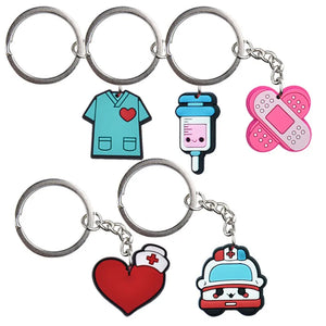 Medical Care Keychain Set PVC Key Rings Adult Car Keys Gift