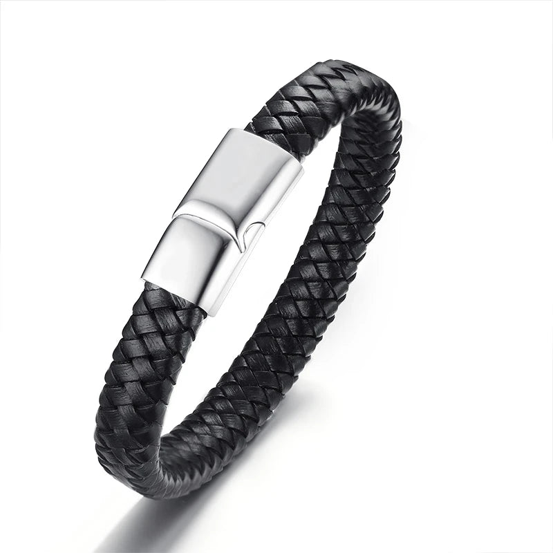 Diabetes 1 Medical Alert Bracelet Leather Stainless Steel Jewelry