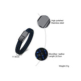 Diabetes 1 Medical Alert Bracelet Leather Stainless Steel Jewelry