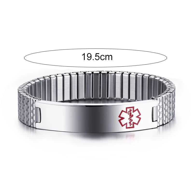 Adjustable Medical ID Bracelet Personalized Stainless Steel Message