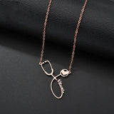 Personalized Nurse Necklace Stainless Steel Nameplate Stethoscope