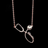 Personalized Nurse Necklace Stainless Steel Nameplate Stethoscope