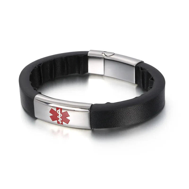 Stainless Steel Medical Logo Bracelet - Men's Leather Bracelet