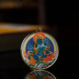 Medicine Buddha Statue Small Thangka Copper Foil Pendant