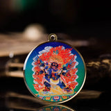 Medicine Buddha Statue Small Thangka Copper Foil Pendant