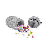 Medicine Organizer Pill Box Tablet Holder Sparkling Rhinestone Aluminum Vial