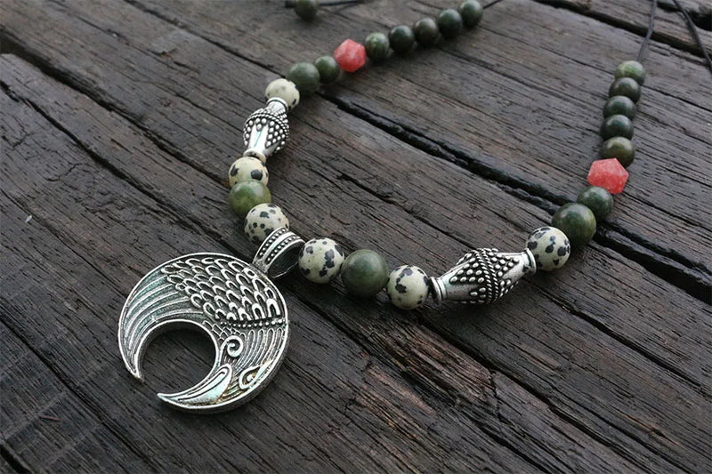 Slavic Eagle Rhodochrosite Necklace Brooch