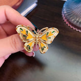 Vintage Enamel Butterfly Brooch French Coat Pin