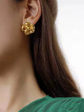 Niche Camellia Earrings Silver Needle Retro Sense