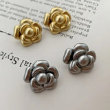Niche Camellia Earrings Silver Needle Retro Sense