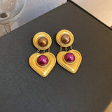 Medieval Pearl Flower Love Earrings Retro Light Small Earrings for Girls