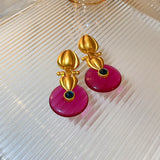 Medieval Rhinestone Pearl Flower Cherry Ear Clip Retro Niche Net Red...