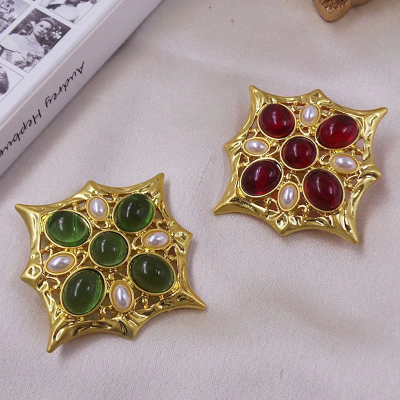 Medieval Court Glass Brooch with Thick Plating