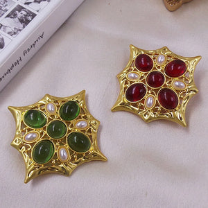 Medieval Court Glass Brooch with Thick Plating