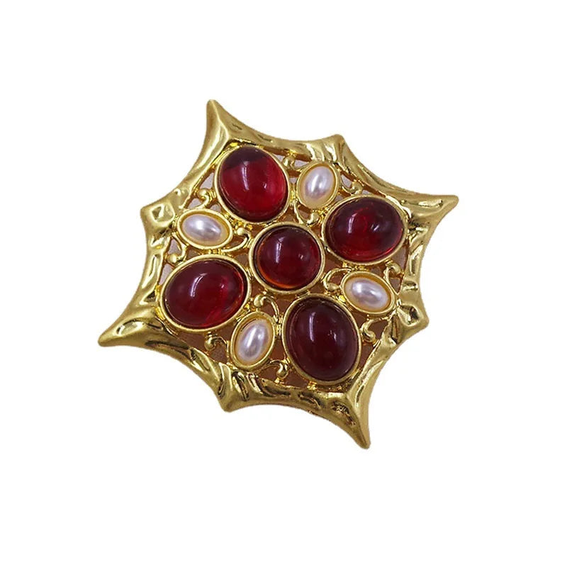Medieval Court Glass Brooch with Thick Plating