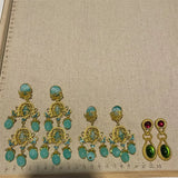 Medieval Golden Bouquet Antique Ear Clip Turquoise Resin Earrings