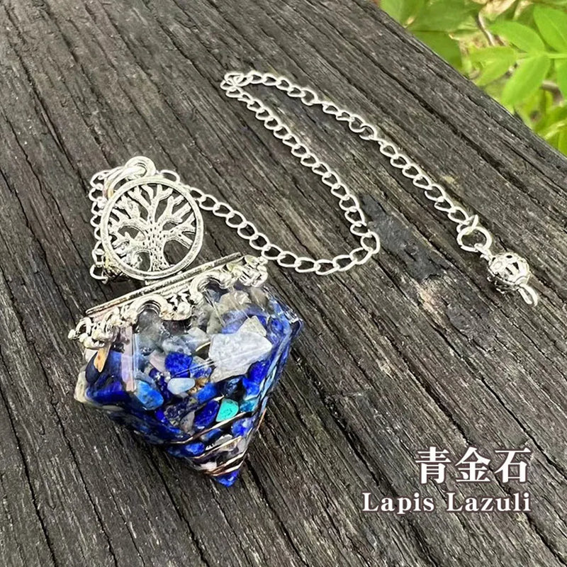 Meditation Jewellr Pendant Crushed Stone Charm for Reiki Healing
