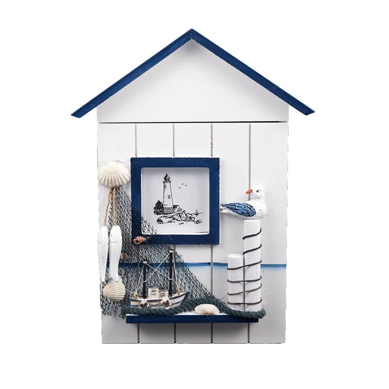 Mediterranean House Key Storage Holder Wall Mounted Wooden Box
