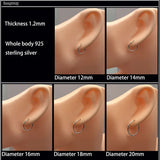 925 Sterling Silver Small Hoop Earrings For Women Ear Bone Buckle Round Circle