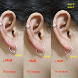 925 Sterling Silver Small Hoop Earrings For Women Ear Bone Buckle Round Circle
